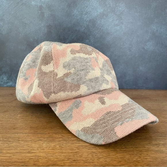 Pink and Neutral Camo Criss Cross Pony Hat, Baseball Bat - Picture 1 of 7